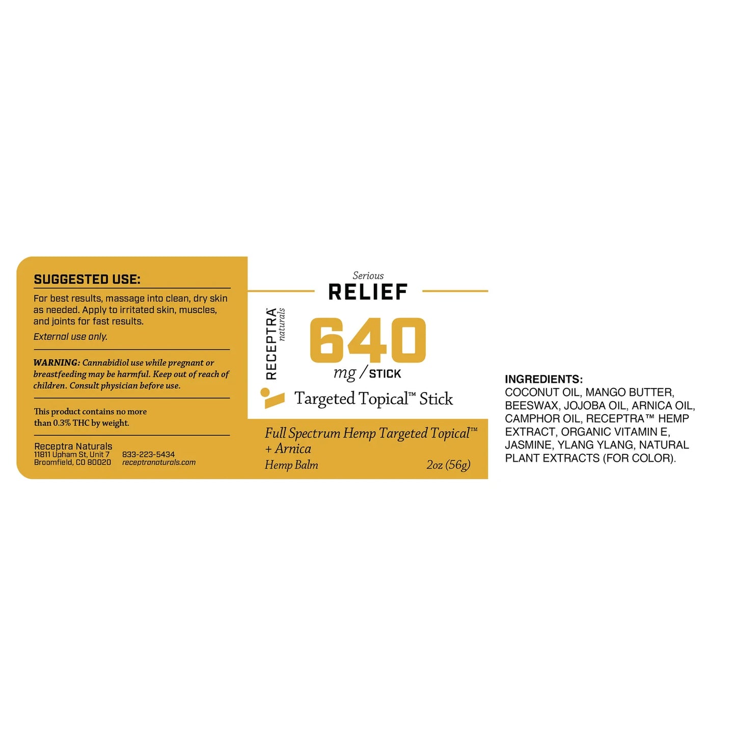Serious Relief + Arnica Targeted Topical Stick